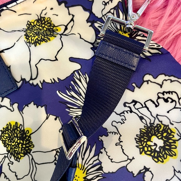 Prada - Blue & Yellow Floral Tote - Picture 8 of 12